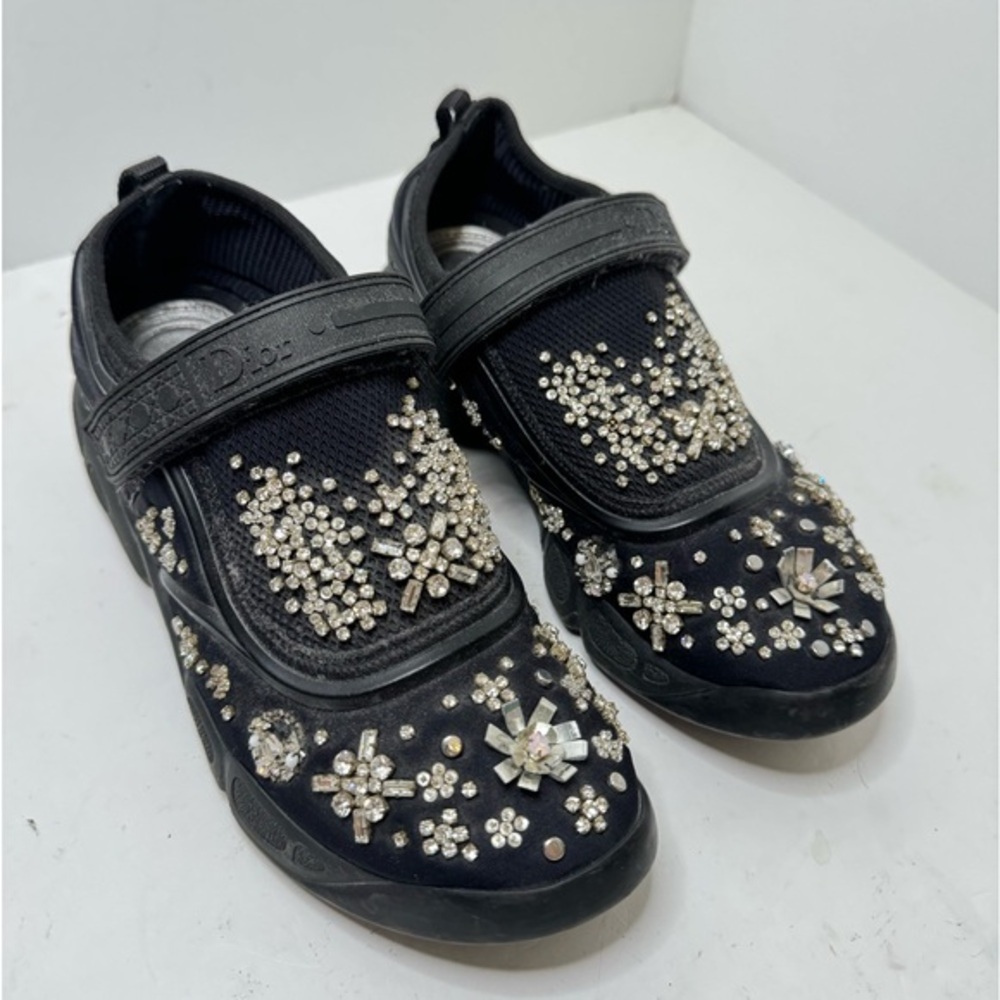 Dior Black Embellished Low Top Sneakers Size 36.5